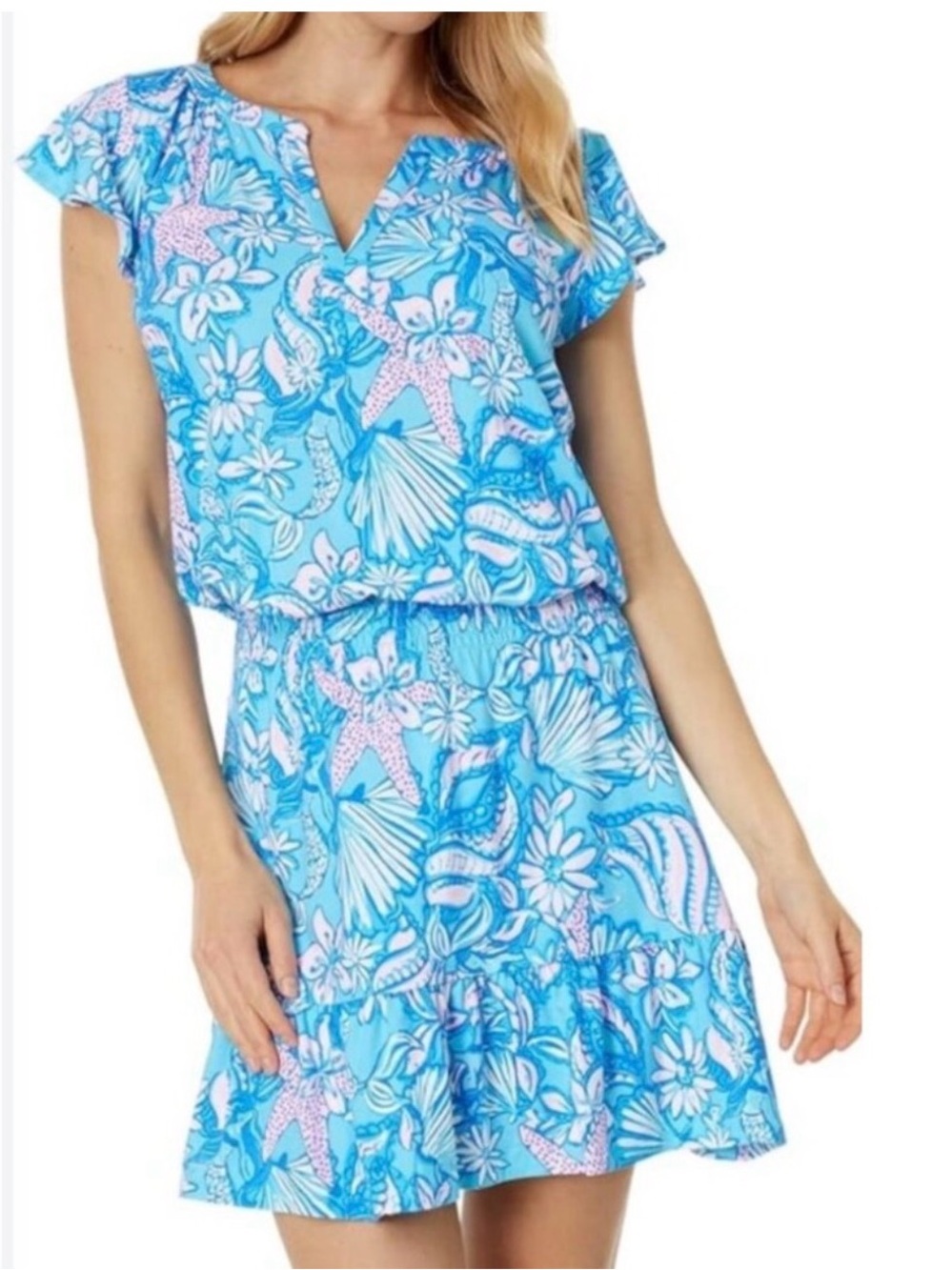 NWT, Lilly Pulitzer Ravi Romper in Almafi Blue Sound the Sirens, Sz M - Picture 8 of 8